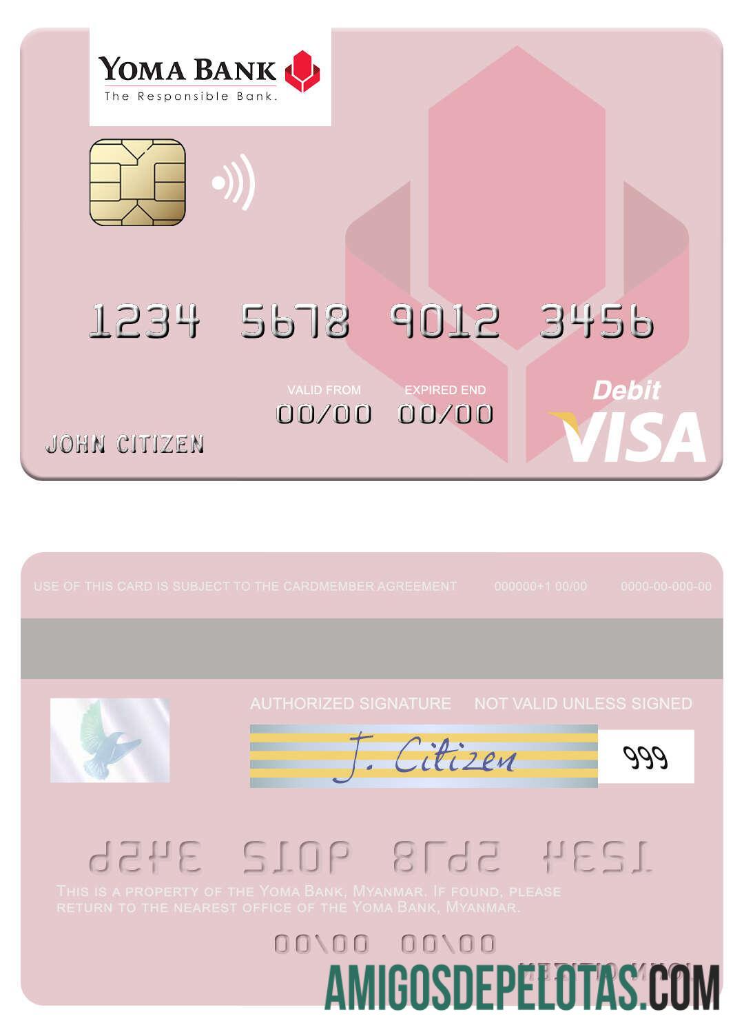 Myanmar Yoma Bank Visa Debit Card sample